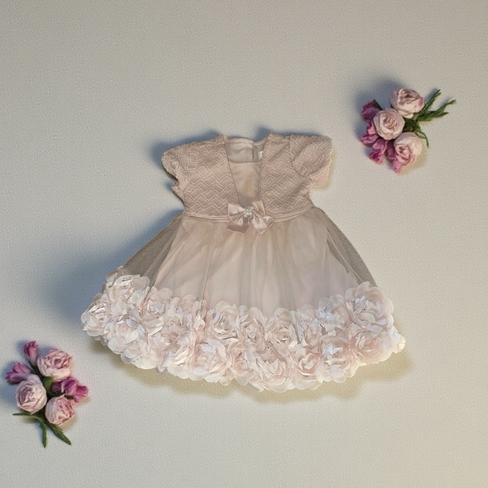 Nannette Chiffon Tulle Baby Girls Flower Petal Skirt Dress Blush Pink Size 18 M